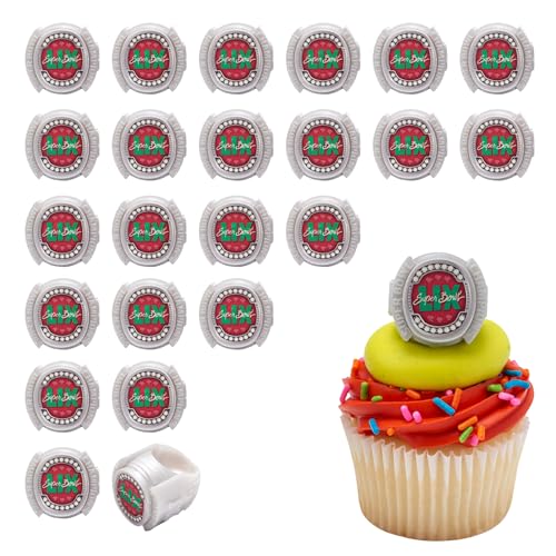 Officially Licensed NFL Super Bowl LIX Rings by DecoPac, Cupcake Decorations, Football Rings, Food Safe Cake Toppers – 24 Pack