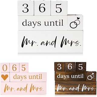 Wedding Countdown Blocks for Bride, Mr and Mrs Wooden Countdown Calendar...