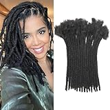 QIDESHENG 14 Inch Dreadlock Extensions Synthetic Hair 30Strands 0.8 Width Handmade Dreads Hair Extensions Reggae Braids Locs Synthetic Hippie Single Ended Dreads for Women/Men/Kids (1B, 14inch)