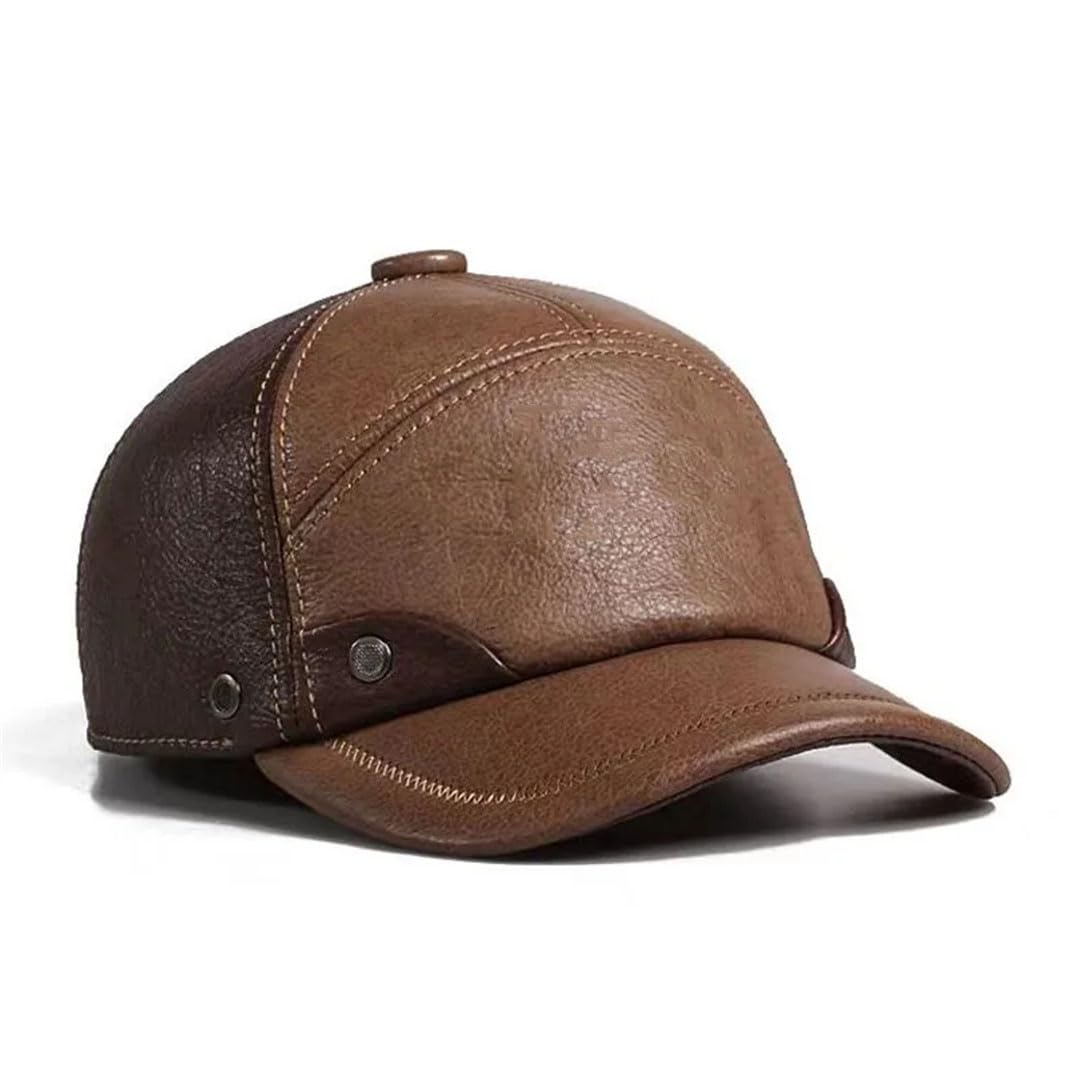Gorra de béisbol de invierno para hombre, de piel auténtica, gorra militar