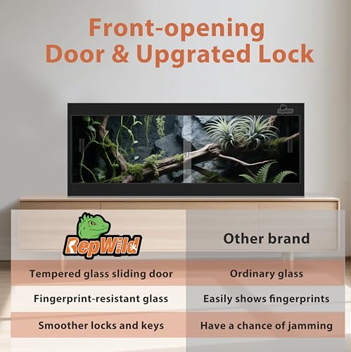 Image of 20 Gallon PVC Reptile Enclosure, RepWild 30 inchx12 inchx12 inch Terrarium /Tank with Heavy-Duty Screen Top, Glass Sliding Doors & Lock for Bearded Dragons, Ball Python, Geckos, Lizards