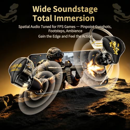 Image of KBEAR K01 PRO Wired Gaming Earbuds, HIFI in Ear Monitor (with mic, Black)