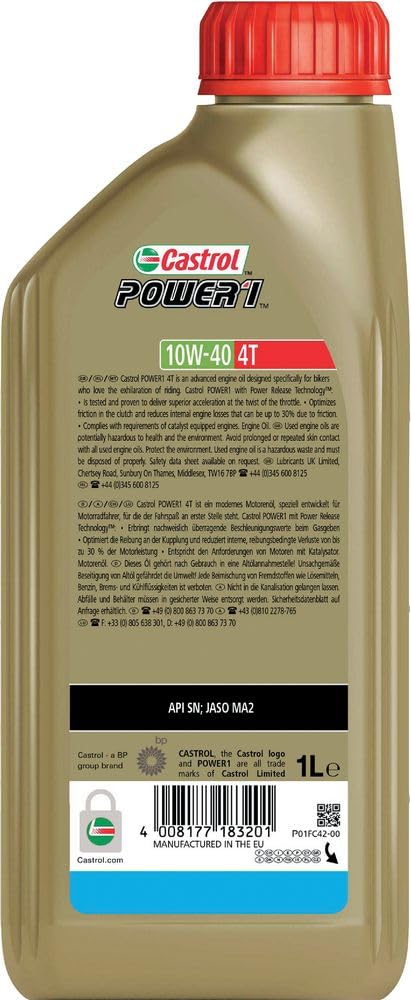 CASTROL Olio Power 1 4T 10W-40 1L (Confezione da 2)
