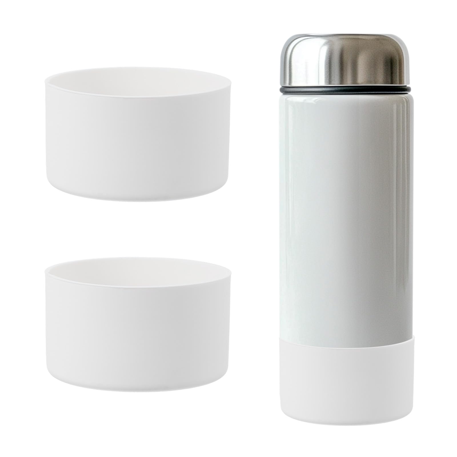 YELARXI Tumbler Boot Silicone Anti-Slip Protective Sleeve Bottom Water Bottle Accessories, 3 Inch Diameter Fit for Stainless Steel Sports Vacuum Flask - 12-40oz (2 Pack, White) — image 1