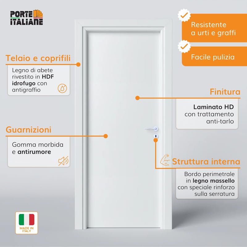 Porte interne Noce Nazionale - compreso telaio e mostrine (80x210 Sinistra)