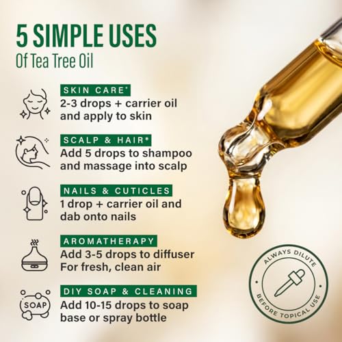 Image of 100% Pure Tea Tree Oil - 4 Fl Oz Tea Tree Essential Oil for Hair, Skin, Diffuser, Aromatherapy & DIY Soap Making Scent