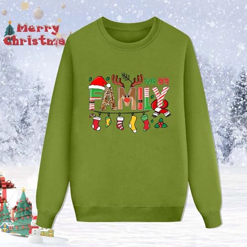 Matching Christmas Sweatshirts for Family Crewneck Ugly Funny Tree Jumper Xmas Holiday Pullover Tops Soft Matching Sets4