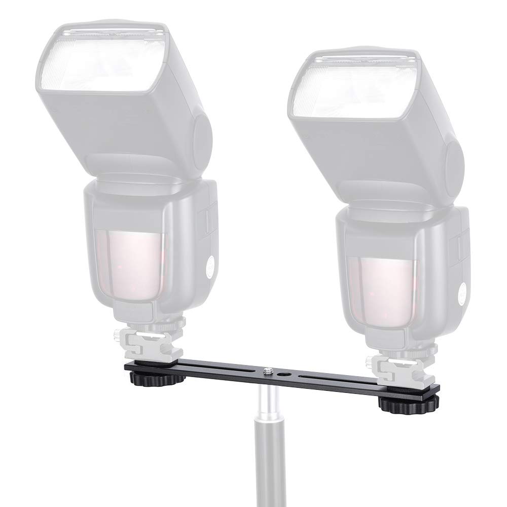 UTEBIT 2 Pcs Bracket Flash 20,5cm Support Extension Double Flash de Vis 1/4 Support Flash Studio en Alliage Aluminium Charge Maximale de 5kg pour Appareil Photo Trépied Monopode Microphone Lumière LED