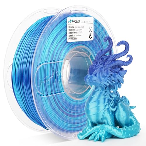 Image of AMOLEN Shiny Silk PLA 3D Printer Filament, Shiny Gradient Silk Pla 1.75mm Azure Blue 3D Printing Filament 1KG /2.2lb