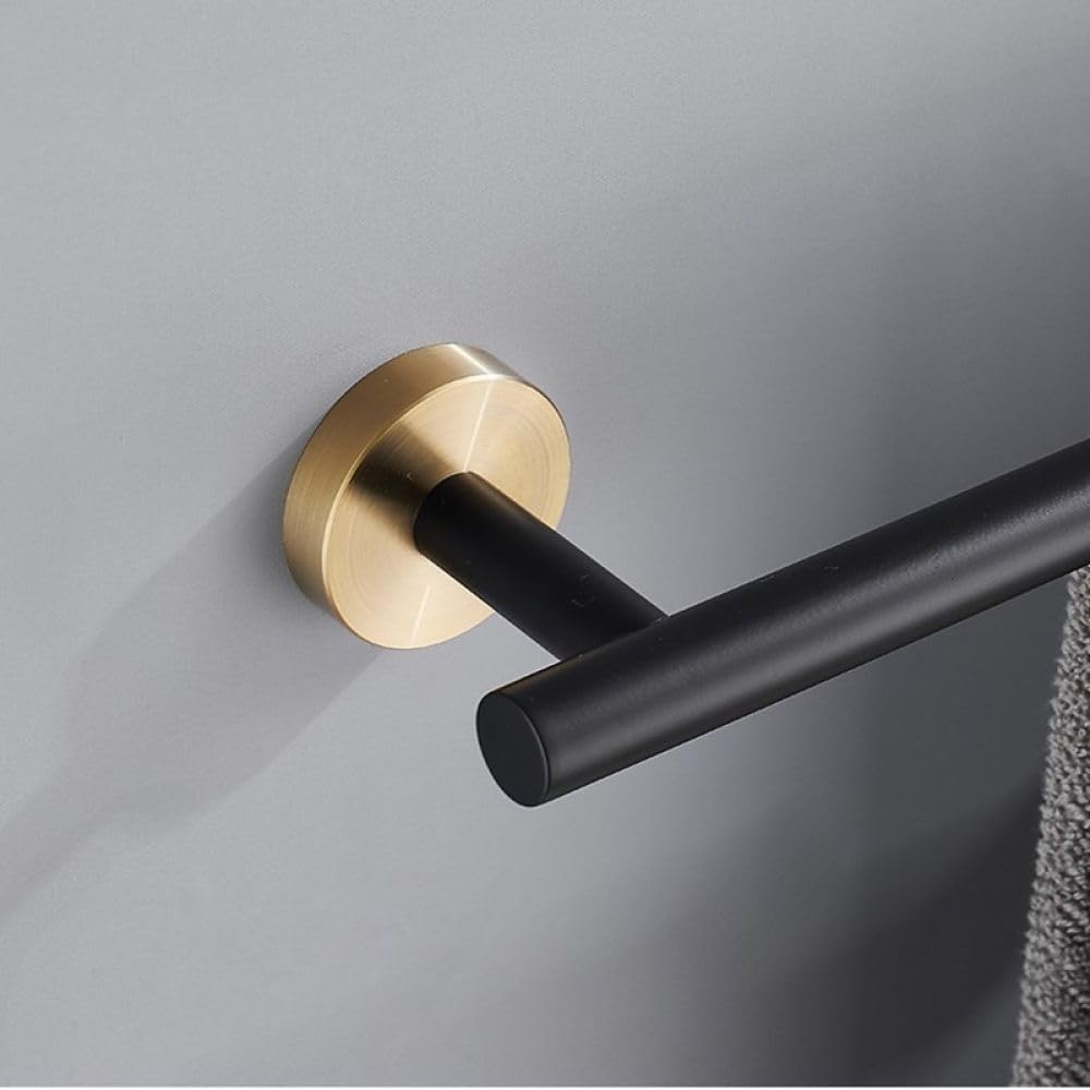 HLTYGWX Gancho para Abrigos, Ganchos para baño, Juego de Accesorios de baño de Acero Inoxidable Negro y Dorado, Barra para Toallas, Soporte para Papel higiénico, Gancho para Ropa, Rollo de baño,