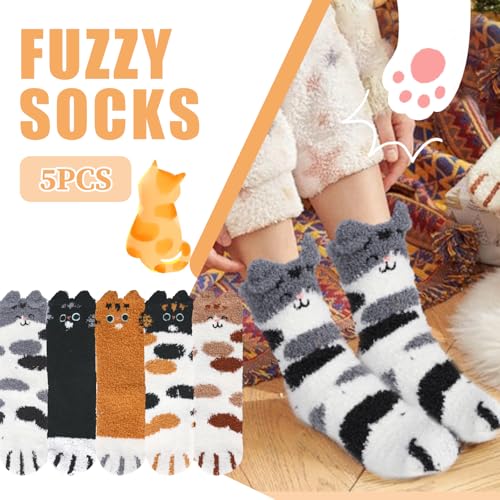 Fuzzy Socks for Women,Soft Cat Paw Socks,Cute Animal Winter Warm Fuzzy Slipper Sock,Funny Gifts for Pet Lovers2