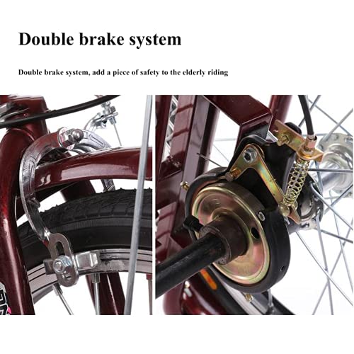 KHiry 3-Rad-Fahrrad für Erwachsene, Dreirad für Erwachsene, Outdoor, Sport, Stadt, Stadt, Fahrrad, Rahmen aus Kohlenstoffstahl mit doppeltem Bremssystem, inklusive Korb zum Radfahren, Treten (B) – Bild 5