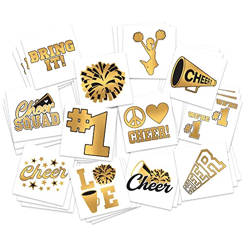 FashionTats Metallic Gold Cheer Temporary Tattoos 36 Pack Skin Safe