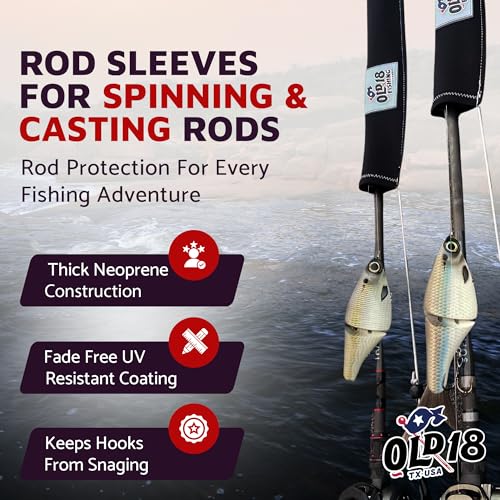 image for OLD18 Neoprene Fishing Rod Sleeve - Protective Rod Sock for Fishing Po