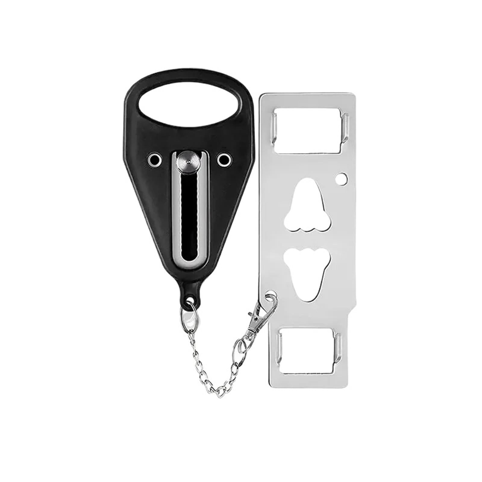 Bloc Porte Securite Hotel Verrou de porte sécurité Portable, sans perceuse, dispositif manuel for chambre d'hôtel for ajouter des trous amovibles, 1/2 pièces(Black,2pcs)