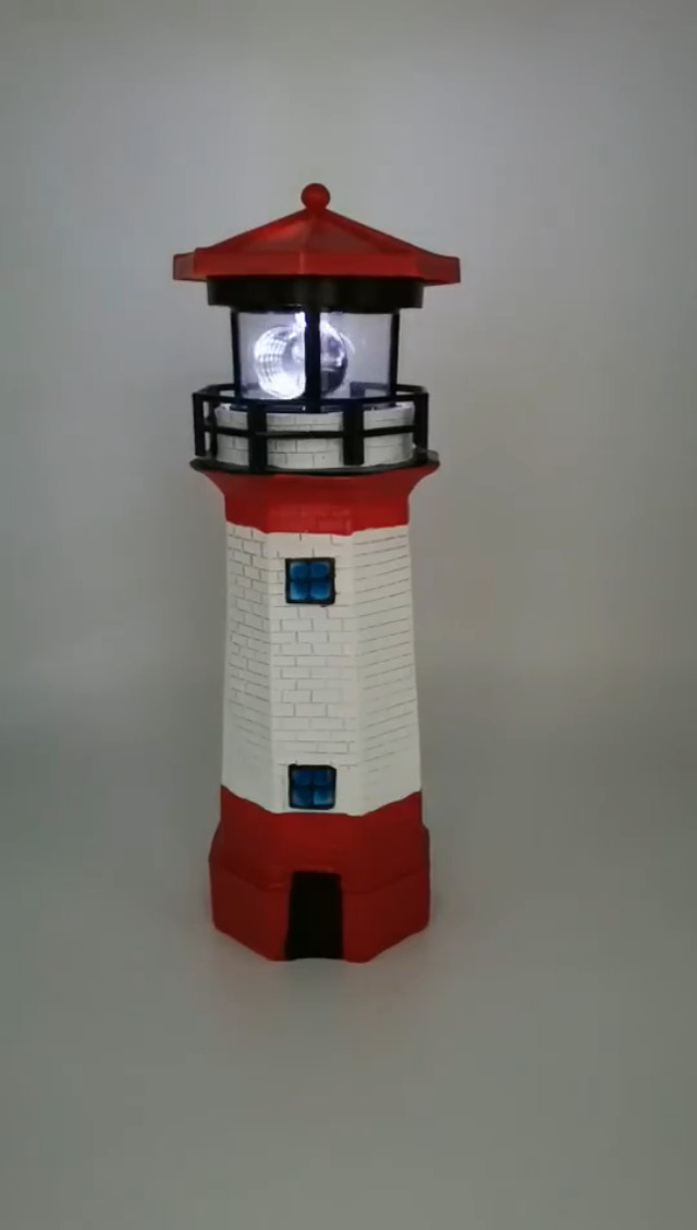 Watch Solar Powered Lighthouse with Rotating Lamp Decoration on