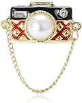 Women’s Cute Camera Brooch Pins, Bohemian Pearl Camera Brooch Lapel Pin for Women Hat Bag Suit Dress Accessories Jewelry