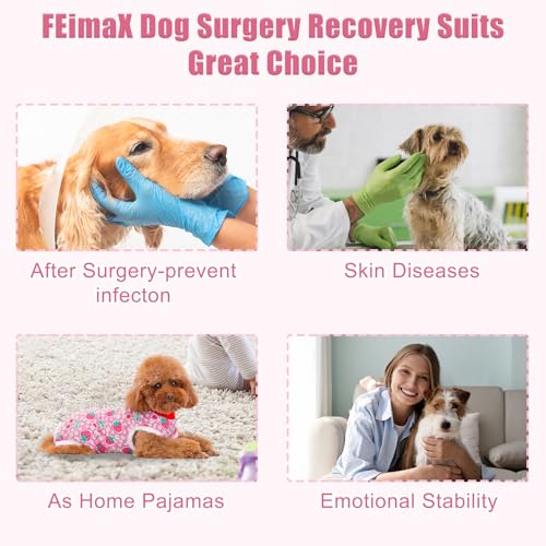Image of FEimaX Dog Surgery Recovery Suit Female and Male Spay with Pee Hole, Pet Body Suits for Puppy After Spayed, Neuter Surgical Onesie for Small and Medium Dogs Cats, Alternative Bandages E-Collar & Cone