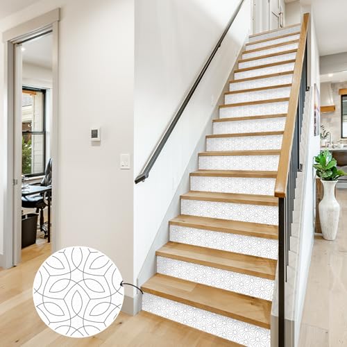 funlife 14 Strips Minimalist Moroccan Stair Riser Decals Peel and