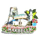 Imán de madera para nevera, diseño de Marbella de España, hecho a mano, diseño de monumentos 3D, recuerdo coleccionable, decoración hecha a mano