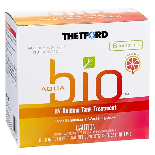 Thetford AquaBio 96604 RV Holding Tank Treatment Citrus Twist Scent, Formaldehyd Free 6 Pack of 8 Oz Liquid Orange