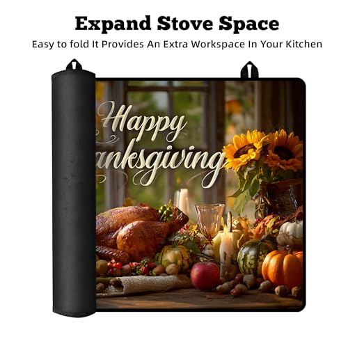 Image of Multi-Design Stove Cover for Glass /Electric Stoves - 3-in-1 Heat-Resistant Protector Mat, Non-Slip Drying Rack 28 inchx20 inch