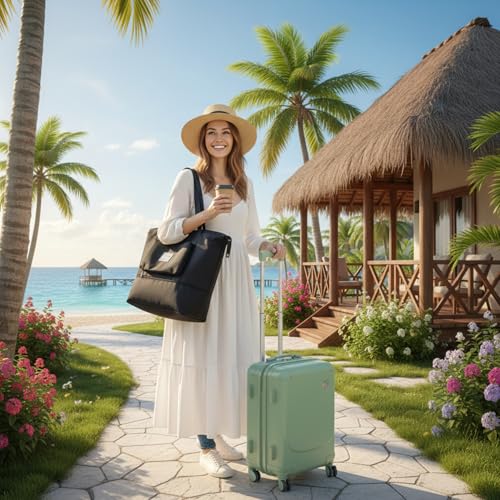 Image of Nylon 41 Liter Expandable Travel Bag for Women, Stylish Duffle Bag for Travelling, Waterproof Luggage Hand Bag (Black)
