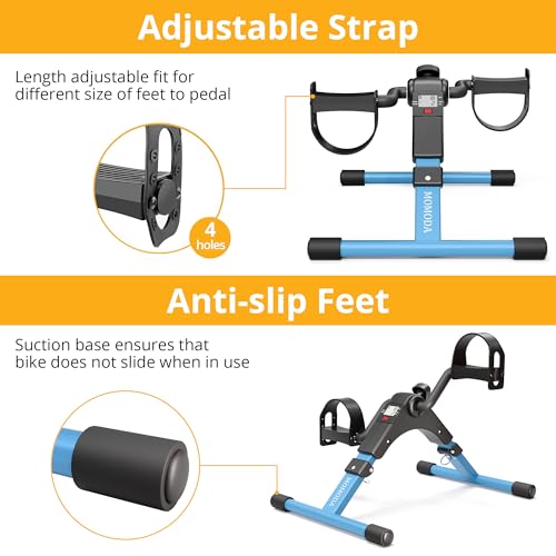 Image of MOMODA Stationary Pedal Exerciser Desk Cycle Exercise Bike with LCD Monitor Foldable (Black /Blue)