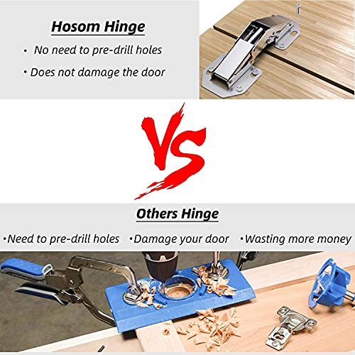 Hosom 8-Pack Concealed Cabinet Hinges, Hidden Hinges For Cabinet Doors, Frameless Surface Mount Hinges, 90 Degree Hinges, Easy Installation #TOP4