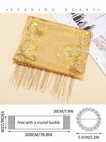 EASEDAILY Women's Shawls and Wraps for Evening Dresses Sparkling Sequin Wedding Party Scarf Fringe Bridal Stole for Bride3