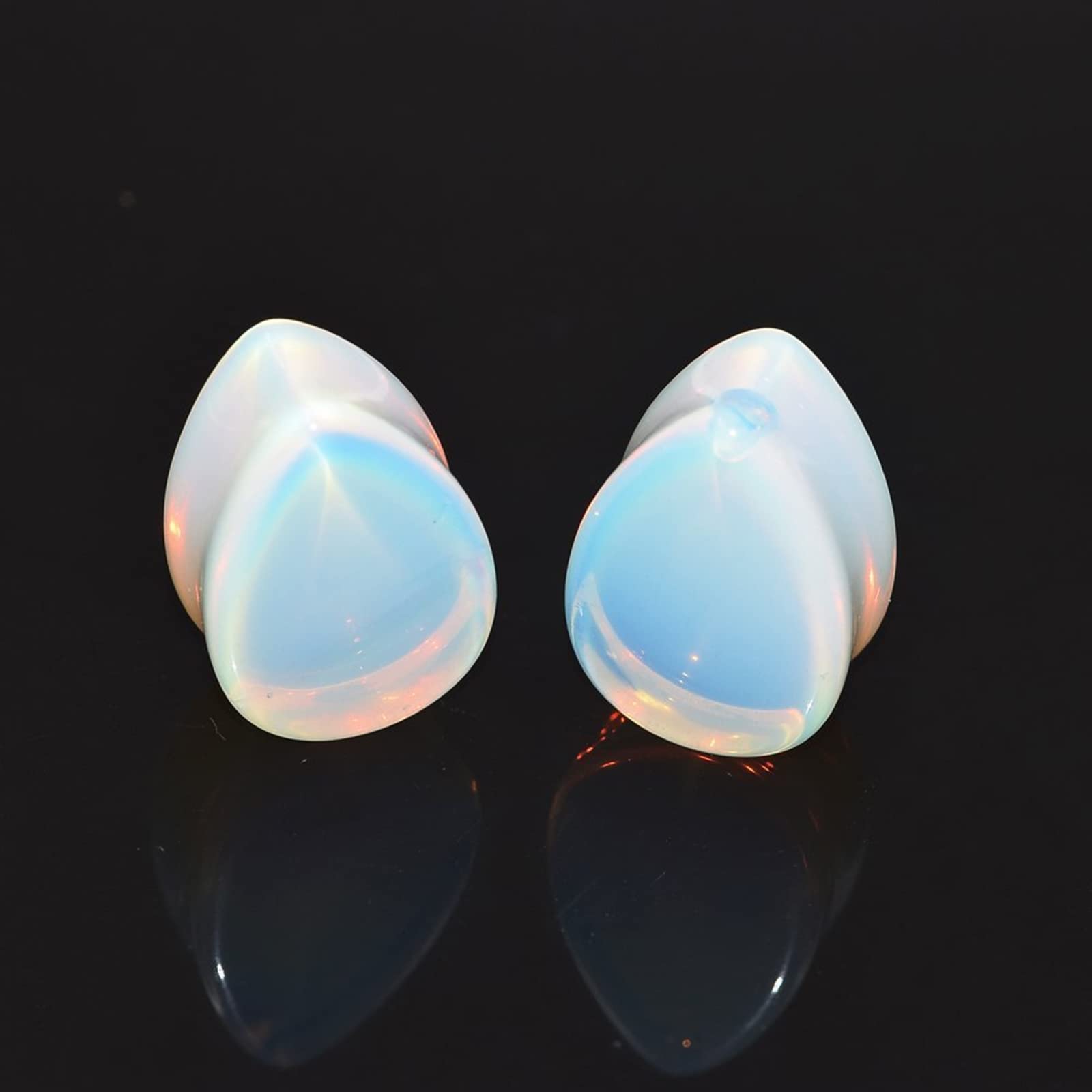 LLXYWJ Plugs und Tunnels Stein, Ohrmessgeräte für Frauen, mehrere Größen, Piercing-Ohrringe, Männer, Tropfenform, weißer türkisfarbener Stein, 2 ück