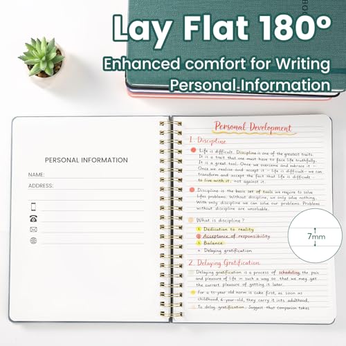 Image of Spiral Notebook - 8.5 x 10.98 Inch Large Hard Cover Notebook with Elastic Band & Pocket, 252 Pages, Lay Flat Wirebound Journal for Work, School, Planning & Note Taking Green