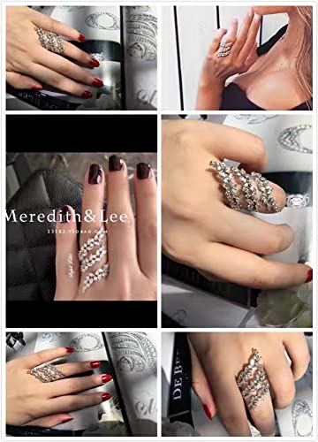 Rhinestone Leaf Climber Wrap Finger Band for Women Girls CZ Crystal Elegant Flower Open Layered Statement Rings Promise Engagement Rings Wedding Bands Jewelry Gifts4