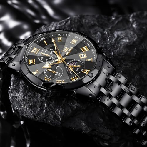 Image of OLEVS Men Watch Business Dress Diamond Luxury Watch Luminous Easy to Read Date Waterproof Stainless Steel Quartz Analog Simple Dress Watch