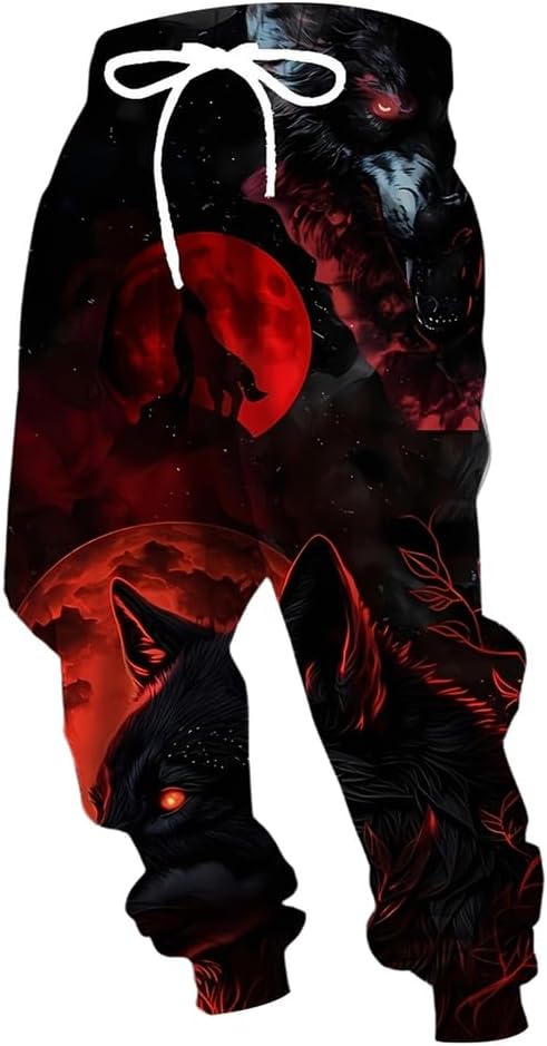 Viking 3D Men's Sports Pants Nordic Mythology Tattoo Fenrir Wolf Skull Valhalla Medieval Gift