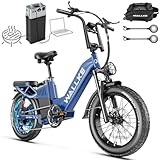 Wallke H7 Ultra 4000W 2-in-1 Electric Bike with 2640Wh Portable Power Station, 48V 55Ah Removable Battery, 37MPH Off-Road Fat Tire E-Bike for Adults, Fast E-Bike UL2849 Compliant,Blue