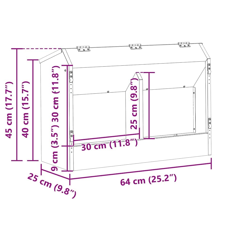 Comedero para conejos verde oliva de acero laminado en frío, 64,5 x 25,5 x 45,5 cm, resistente a la intemperie y al agua, con capacidad de 6 kg, para interior y exterior, práctica solución de