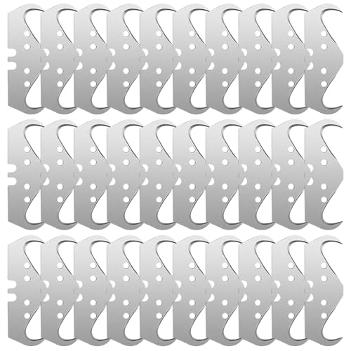 VOBOR 30 Piezas Cuchillas con Ganchos de Repuesto, Cuchillas de Gancho con Perforación, SK5 Acero de Alto Carbono, 0,6 mm de Grosor, para Cortar Alfombras y Vinilo