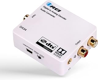 OREI Digital to Analog Audio Decoder, Convert Decode Dolby Digital Audio SPDIF/Coaxial 5.1-Channel Input to RCA L/R/3.5mm Headphone Output Converter (DA34)