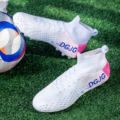 Image of Youth Soccer Cleats Mens Training Football Cleats Lightweight Womens High-top Soccer Shoes AG, Tacos de Futbol para Hombre