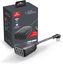 Globe Electric Collection Wi-Fi Smart 2 Outdoor Plug, No Hub Required, Voice Activated, Independently Controlled Grounded Outlets, 5.5in Cord, Black (1-Pack, 15A) 50029, 1 Pack