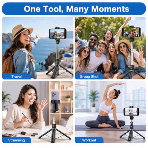 Trípode de teléfono extensible para grabación de video sin vibraciones con luz 5