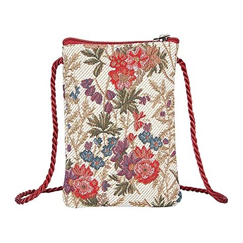 Signare Tapestry Mini Crossbody Phone Bag, Ladies Purse for Phone, Mobile Phone Bag, Phone Purse, Smart Phone Bag (Flower Meadow) Cover