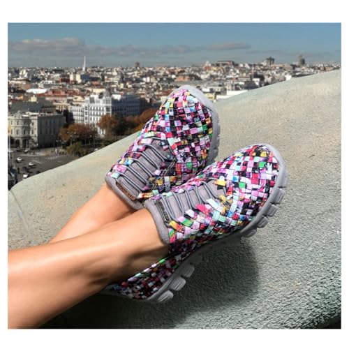 Image of Zee Alexis Women's Danielle Breathable Lightweight Flexible Casual Comfortable Slip-On No-Tie Elastic Laces Woven Sneakers
