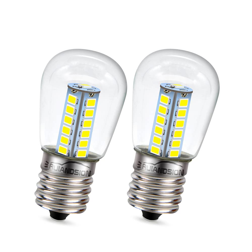 Ruiandsion E17 LED Refrigerator Light Bulb 220V AC White 2835 25SMD LED Clear Bulb for Freezer Ceiling Home Lighting Lamp (Pack of 2)