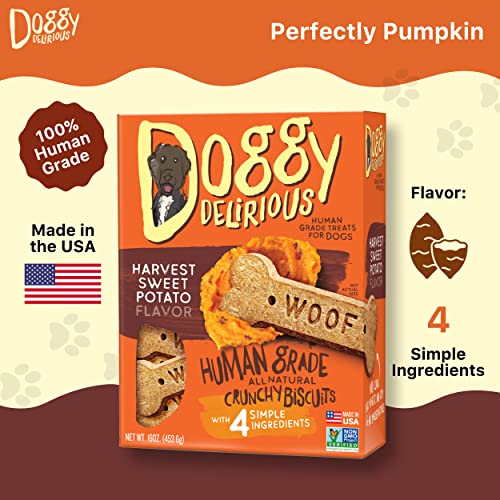 Doggy Delirious Dog Treats, Made In Usa, 100% All Natural Organic Ingrediants, Sweet Potato, 16 Oz Box #TOP3
