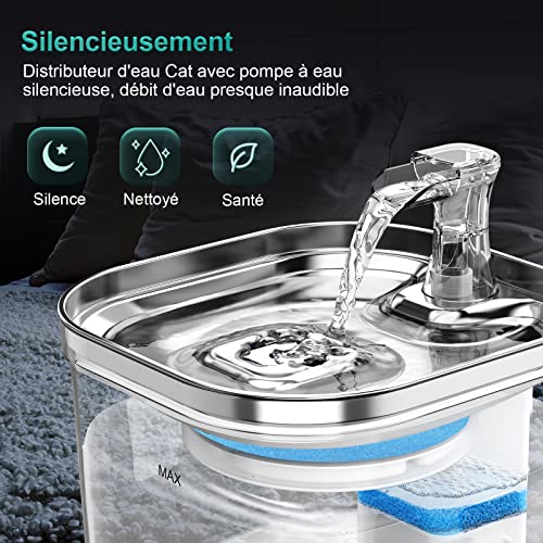 Fontaine à eau pour chat silencieuse distributeur eau 2 litres petits chiens - 4