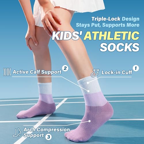 Image of ANTSANG Kids Boys Girls Athletic Cotton Socks,6 Pairs Youth Teen Crew Socks