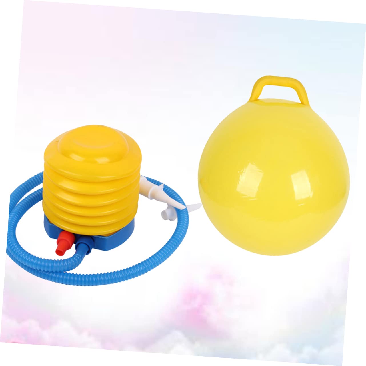 YARNOW 2PCS Inflatable Bounce Handle with Pump Fun Jumping for Balance Training Material for Play Includes Bouncing Inflator Pump
