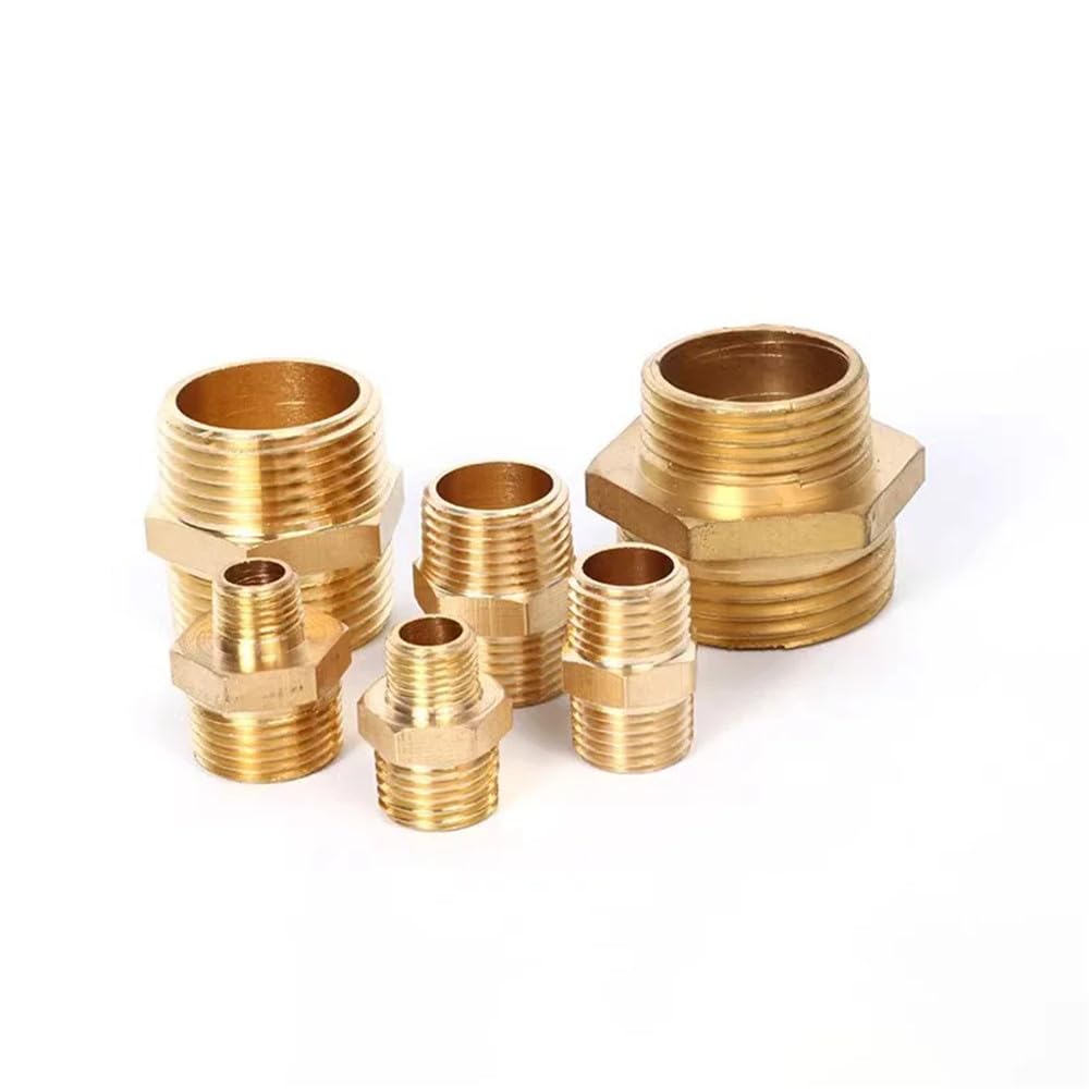 Racores de latón para mangueras, Adaptador de acoplador hexagonal for tubería de latón BSP de 1/8, 1/4, 3/8, 1/2, 3/4 y 1 pulgada, casquillo reductor.(3l4 to 1,10 pcs)